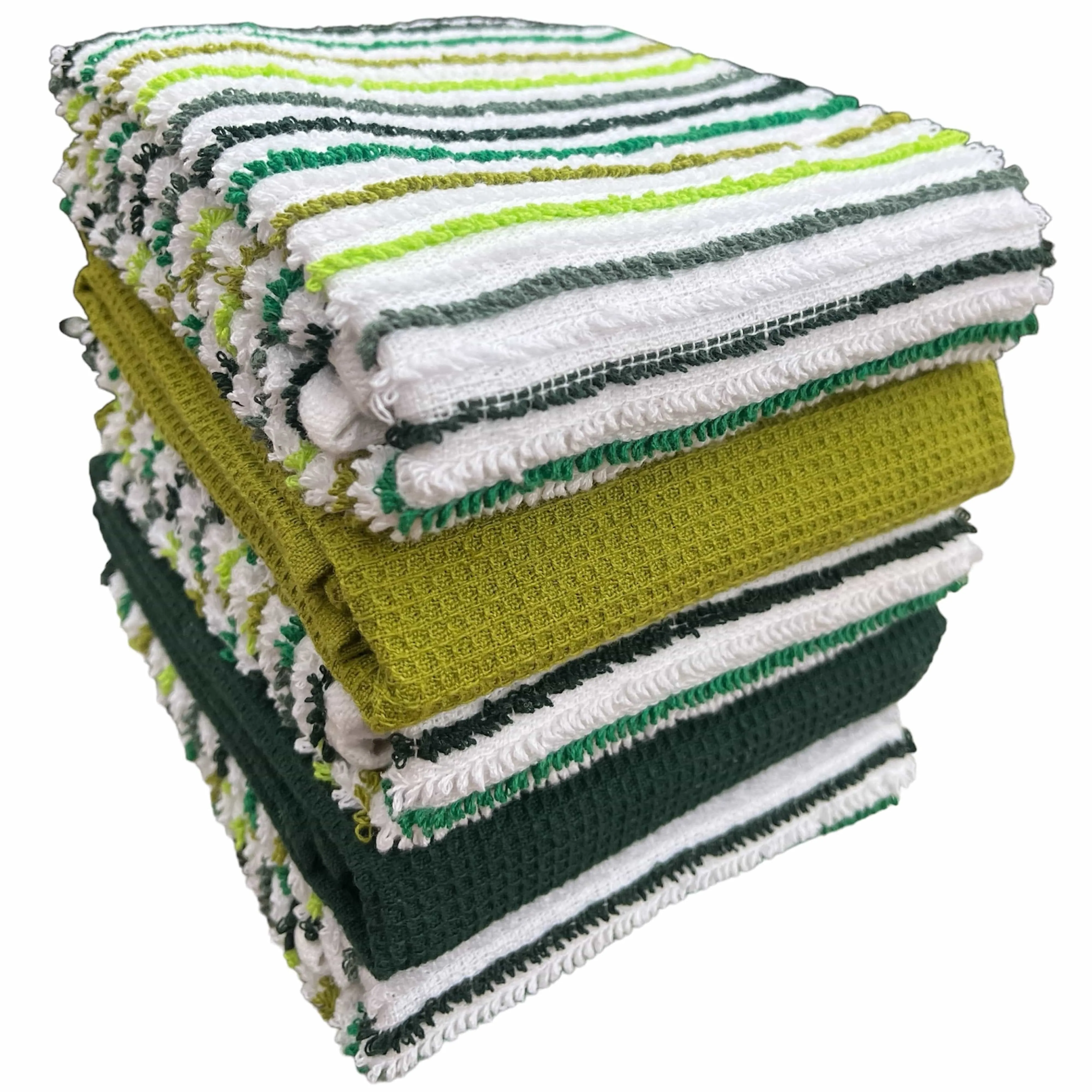 5 Pack Super Absorbent Cotton Kitchen Tea Towels Striped Quick Drying Reusable Ribbed Waffle 45cm x 65cm by OLIVIA ROCCO