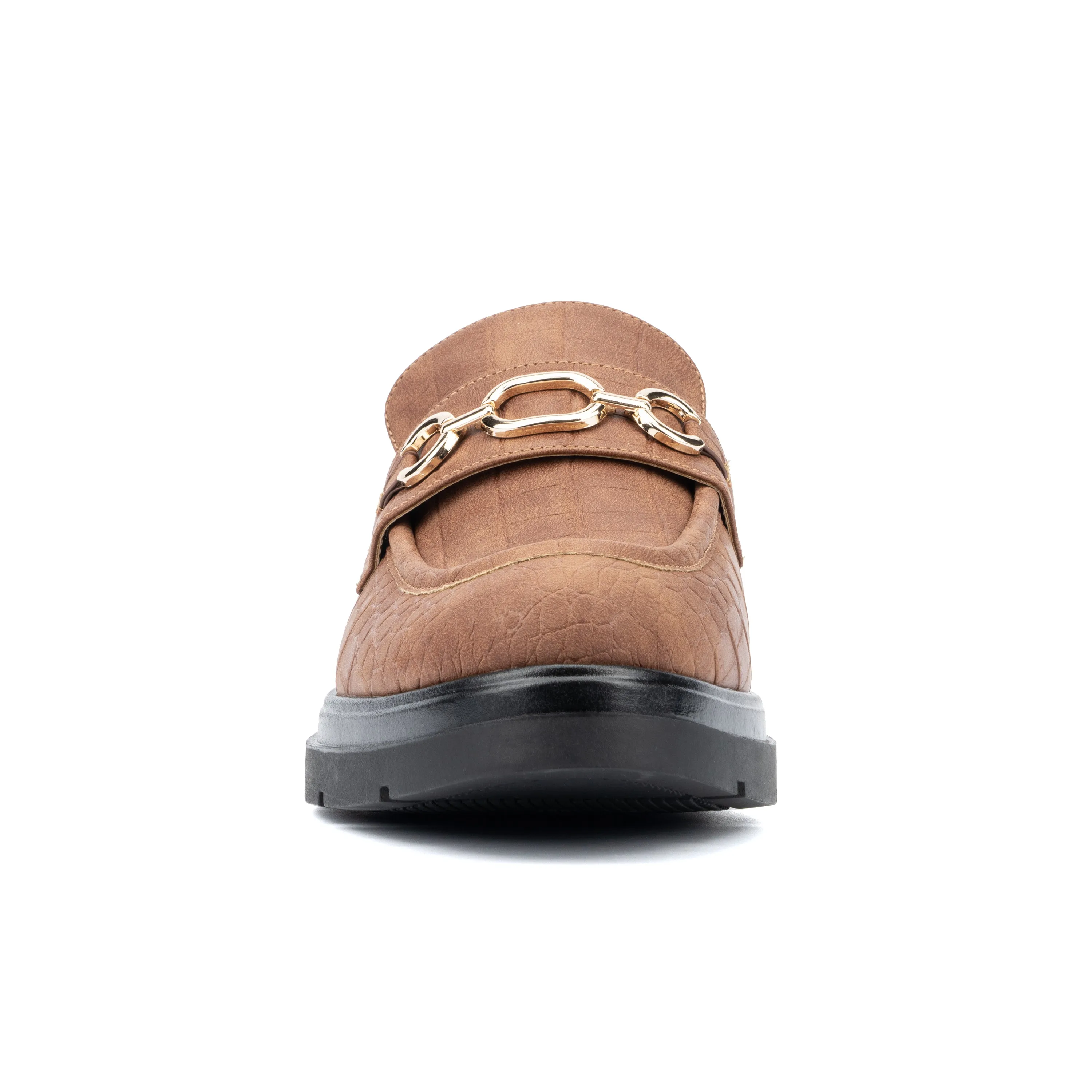 Alodie Chain Detail Croc Embossed Loafers