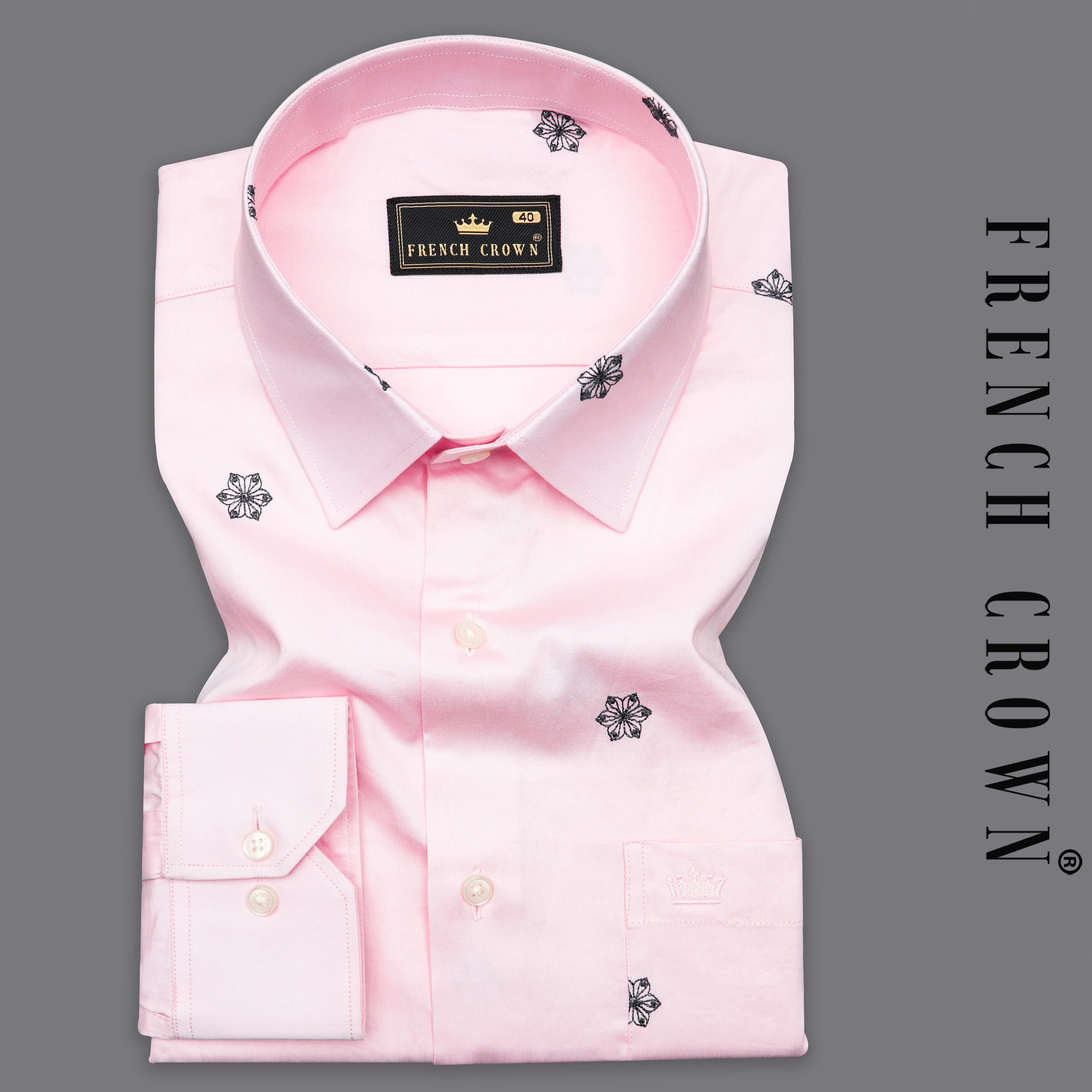 Azalea Pink with Black Textured Super Soft Premium Cotton Shirt