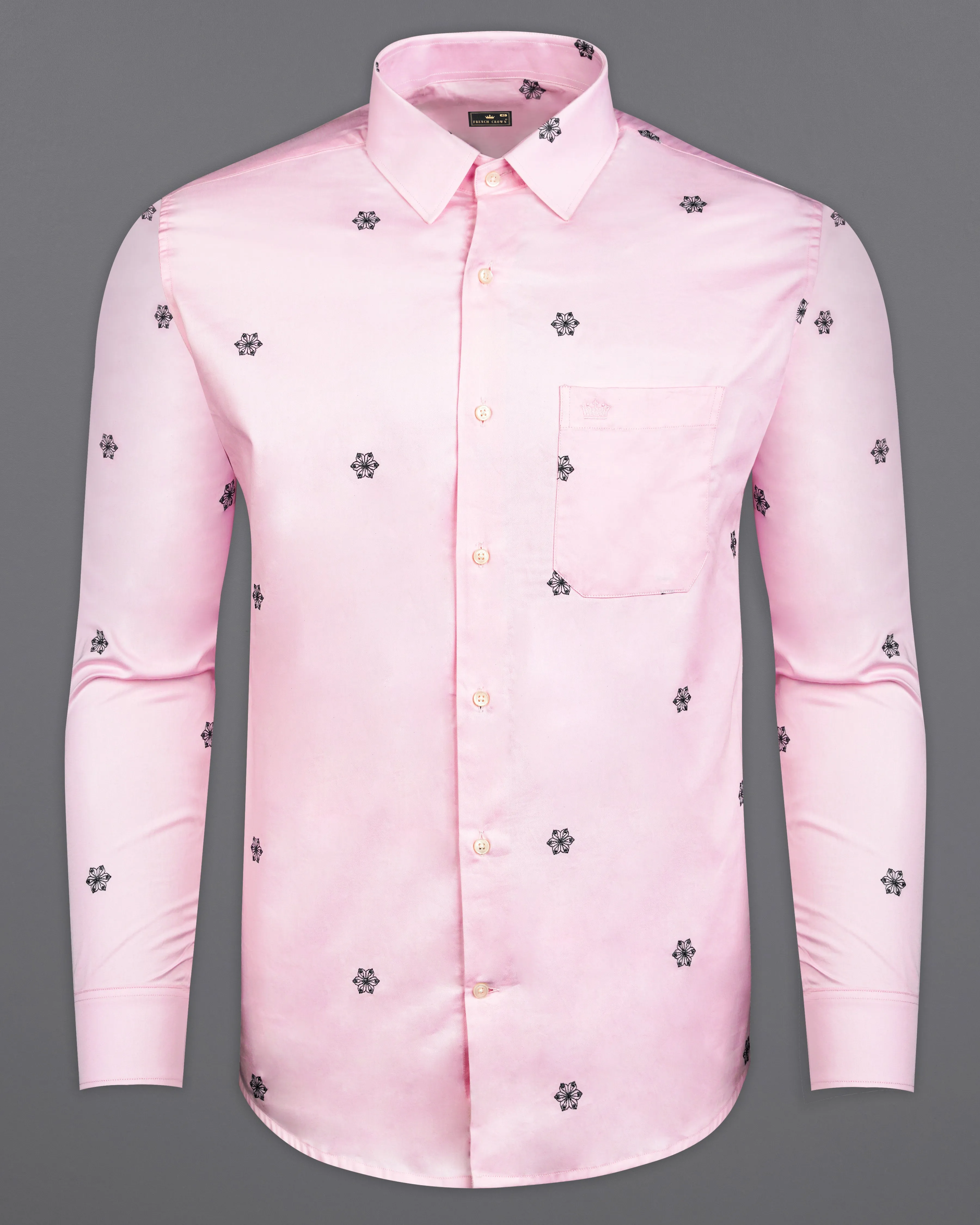 Azalea Pink with Black Textured Super Soft Premium Cotton Shirt