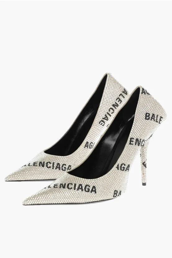 Balenciaga Rhinestoned Pumps with All-Over Logo 11cm