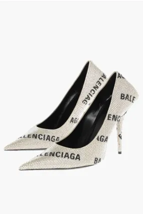 Balenciaga Rhinestoned Pumps with All-Over Logo 11cm