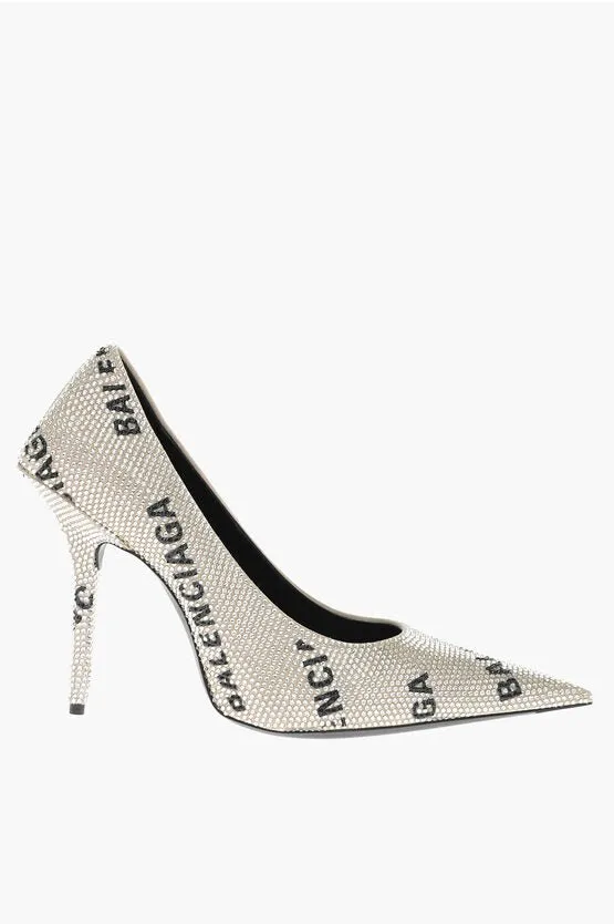 Balenciaga Rhinestoned Pumps with All-Over Logo 11cm