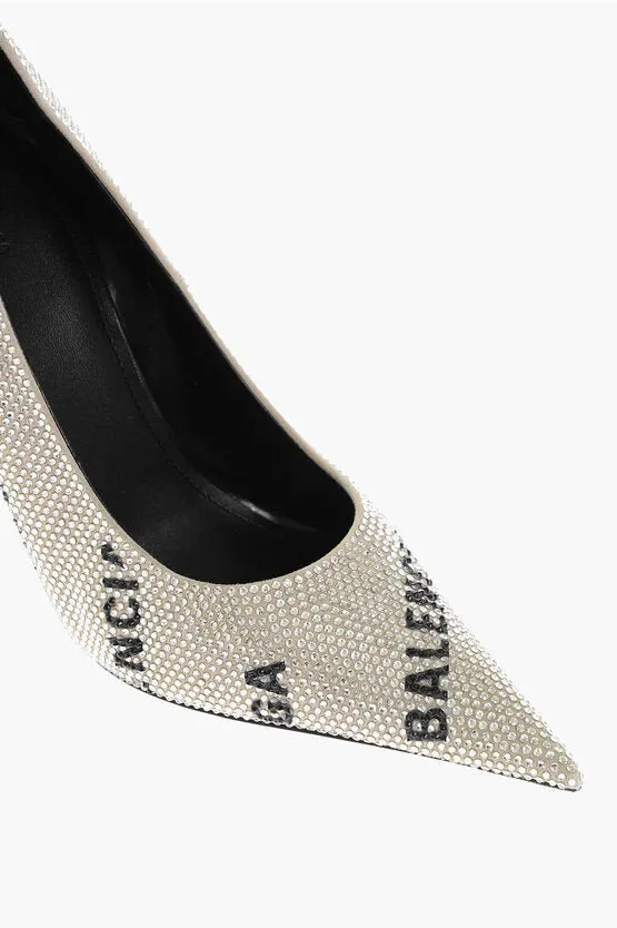 Balenciaga Rhinestoned Pumps with All-Over Logo 11cm