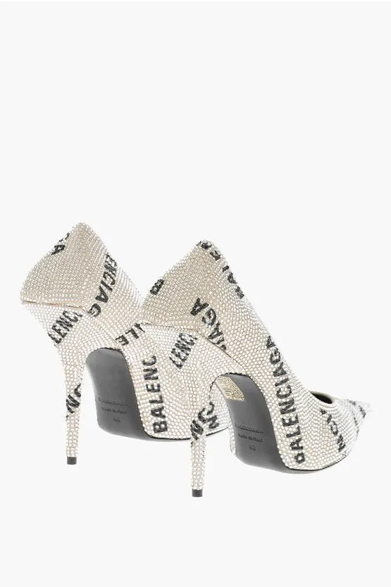 Balenciaga Rhinestoned Pumps with All-Over Logo 11cm