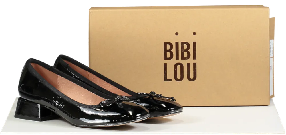 Bibi Lou Black Patent Leather Block Heel Pumps EU 37 UK 4