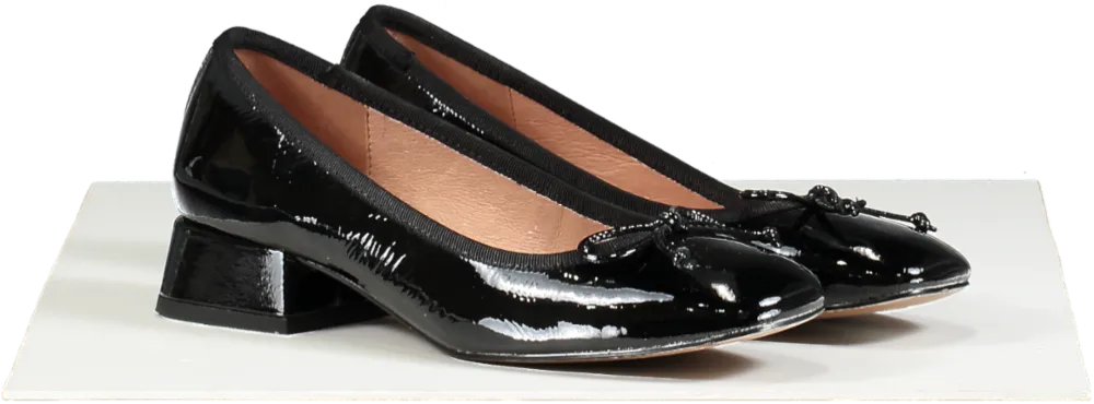 Bibi Lou Black Patent Leather Block Heel Pumps EU 37 UK 4