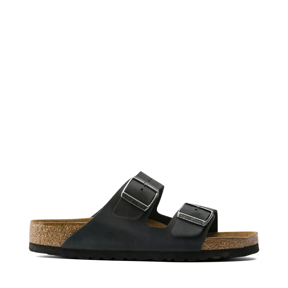 Birkenstock Arizona Oiled Leather Soft Footbed Sandal in Black