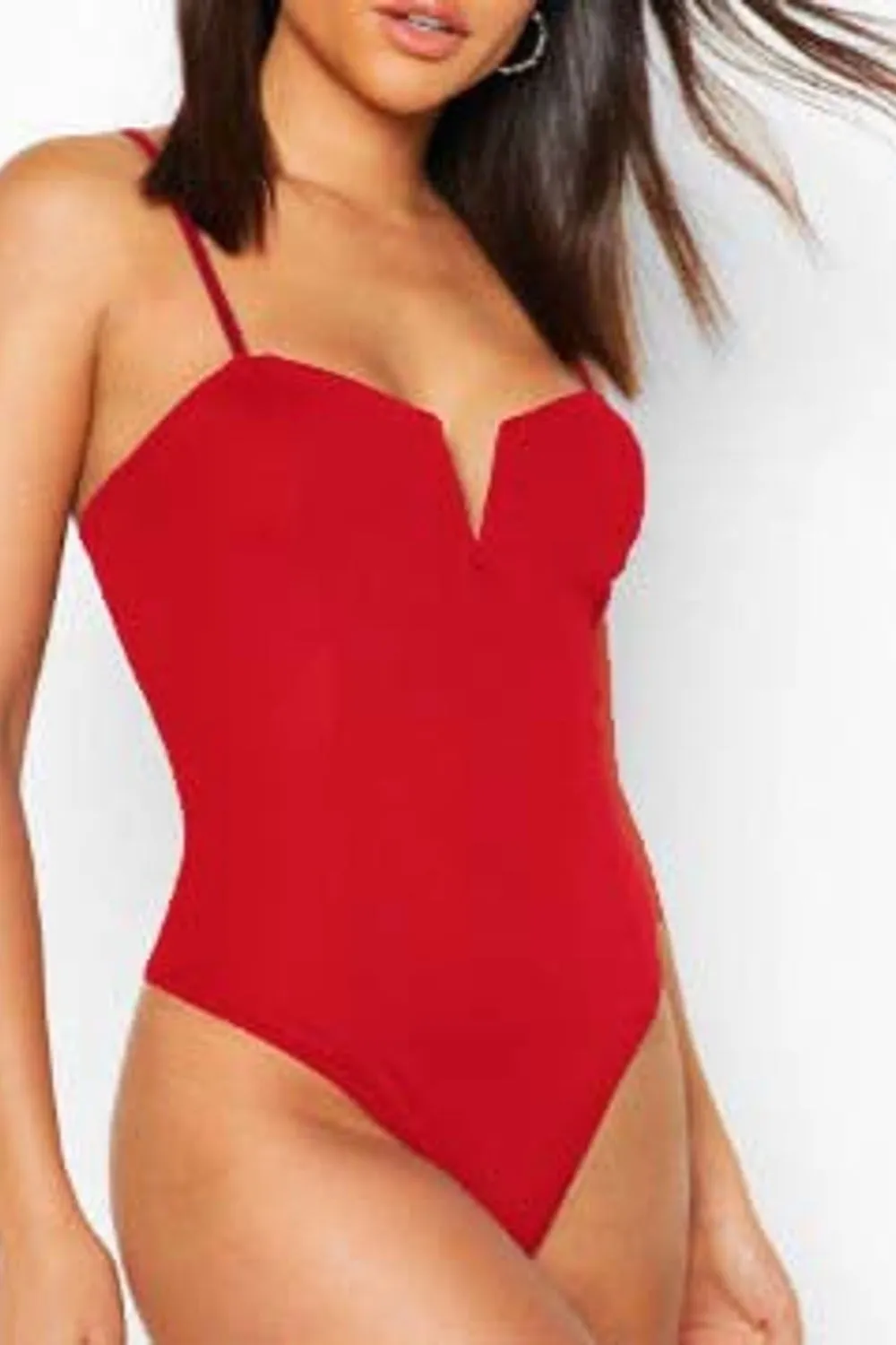 Blood Red Plunge Front Bodysuit