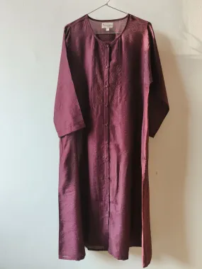 Burgundy Chanderi Smocked Placket Kurta