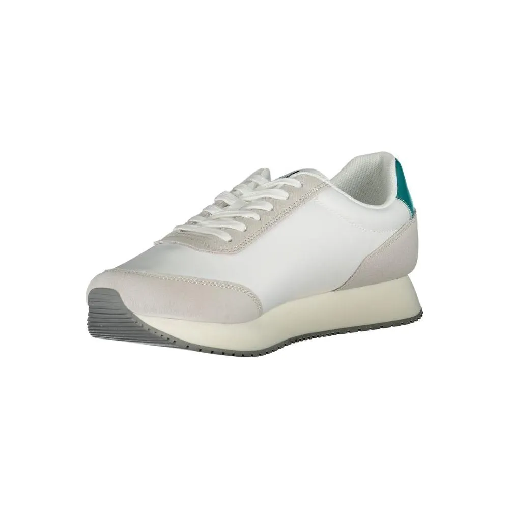 Calvin Klein Elegant White Lace-Up Sneakers with Contrasting Detail