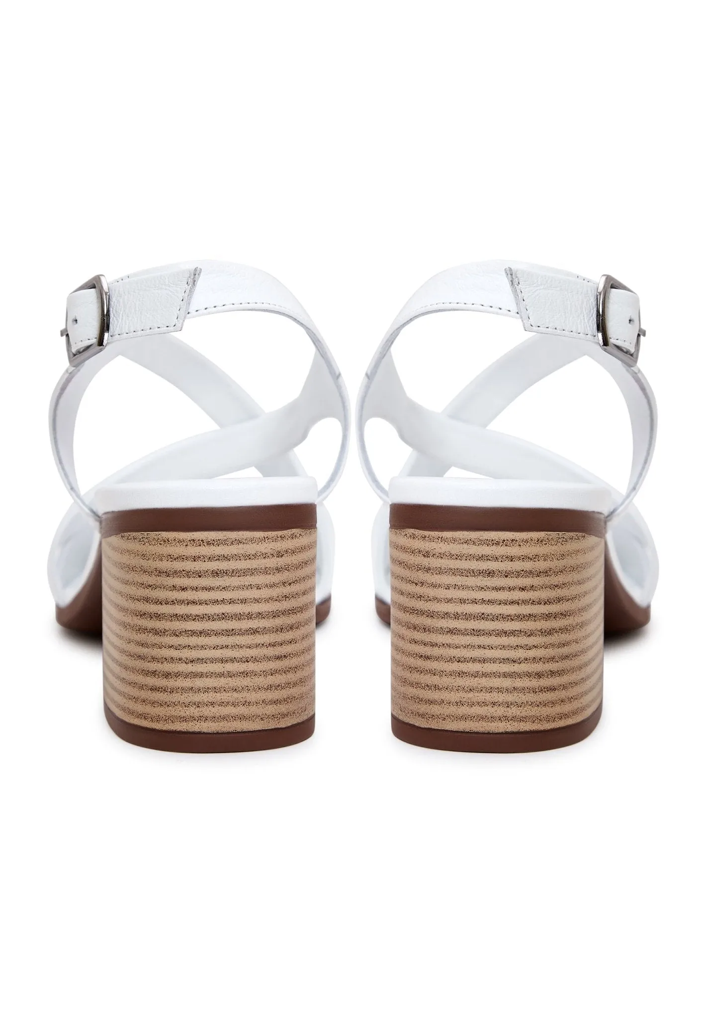 Casual Block Heel Sandals - White