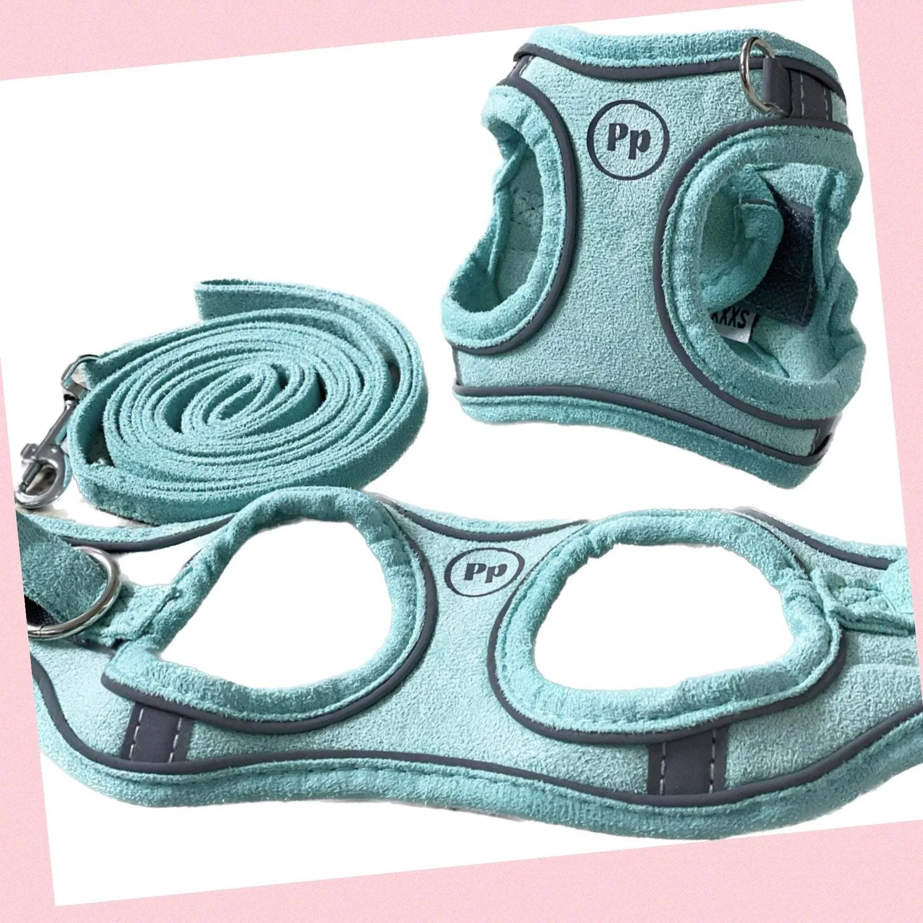 Chihuahua Puppy Harness, step in soft suede, lightweight tiny set, 24-30cm chest