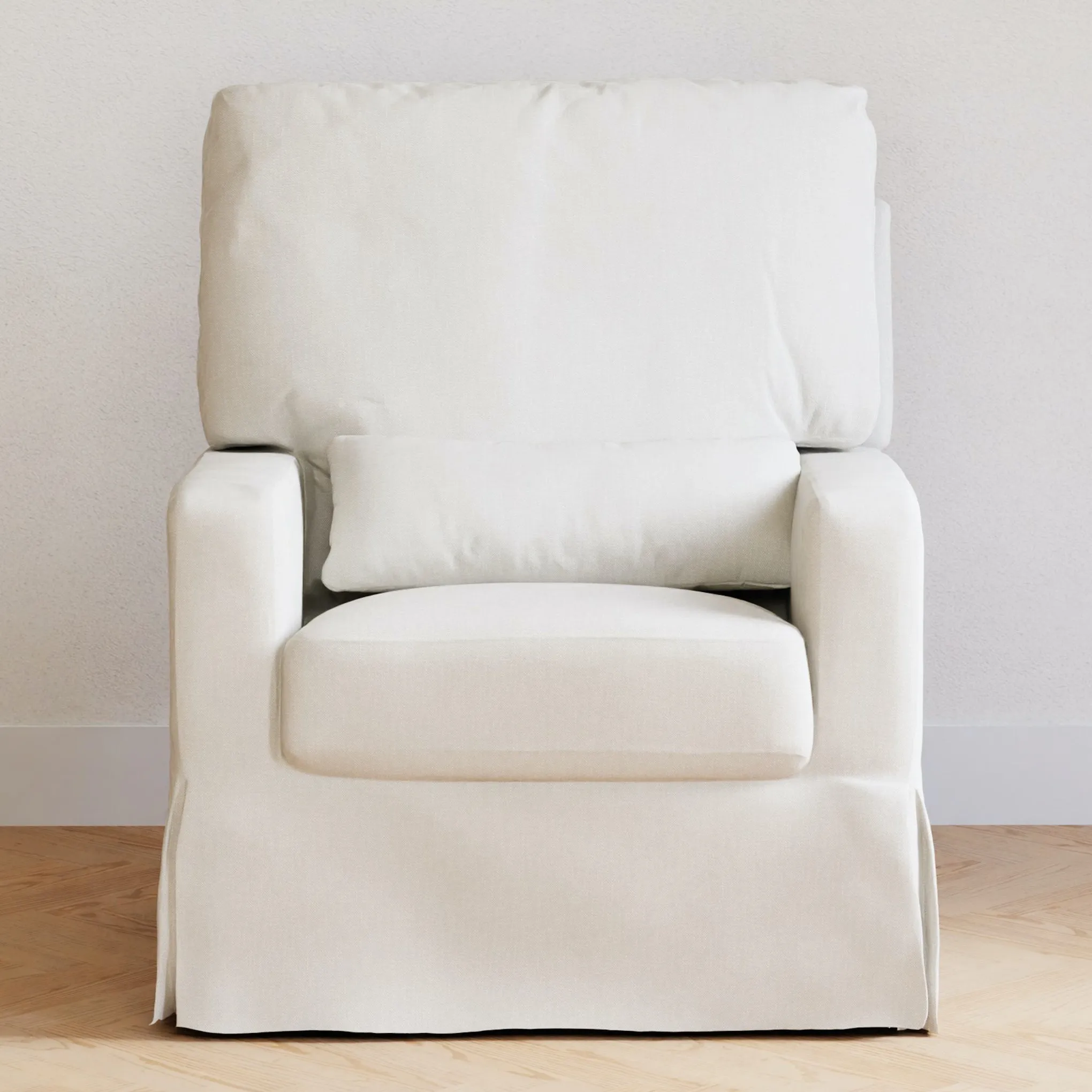 Crawford Pillowback Comfort Swivel Glider in Eco-Performance Fabric - Cream