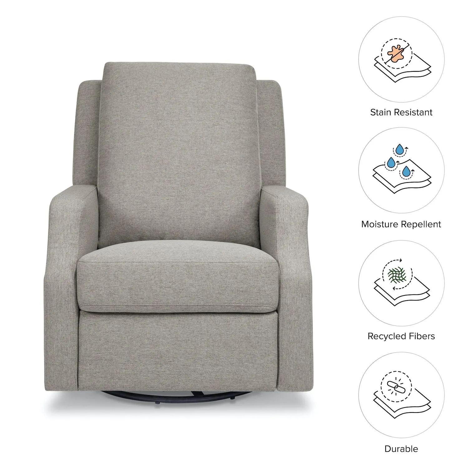 Crewe Recliner   Swivel Glider in Eco-Performance Fabric - Grey