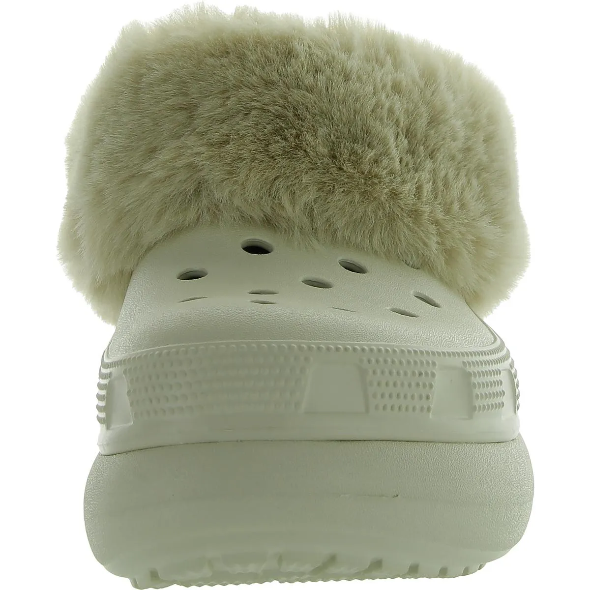 Crocs Womens Fold-Over Faux Fur Flat Shoes