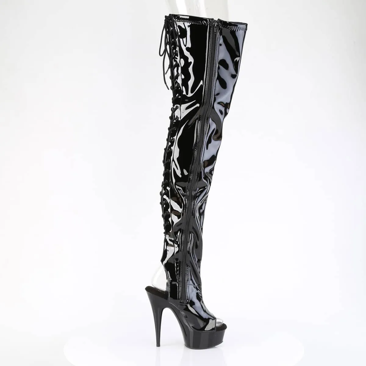 DELIGHT-4017 Back Lace Stretch Crotch Boot