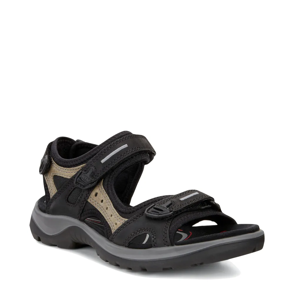 Ecco Women's Yucatan Sandal in Black/Mole/Black