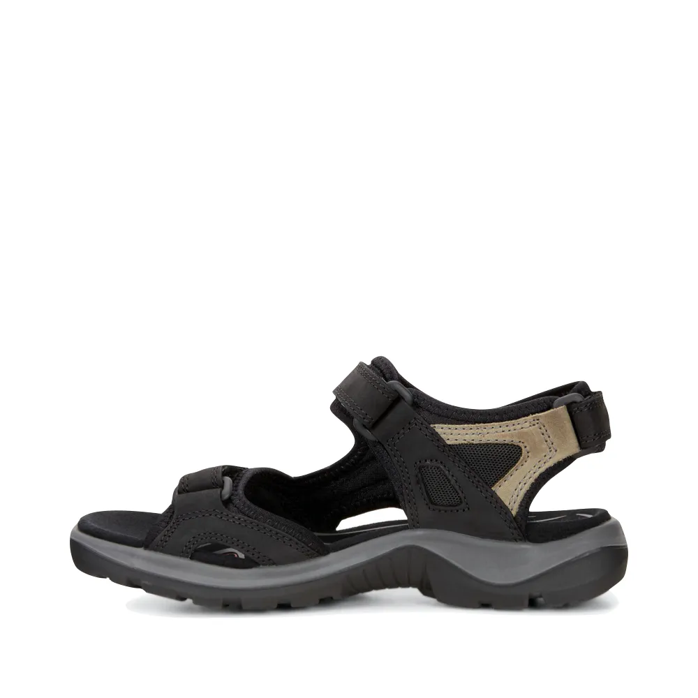 Ecco Women's Yucatan Sandal in Black/Mole/Black