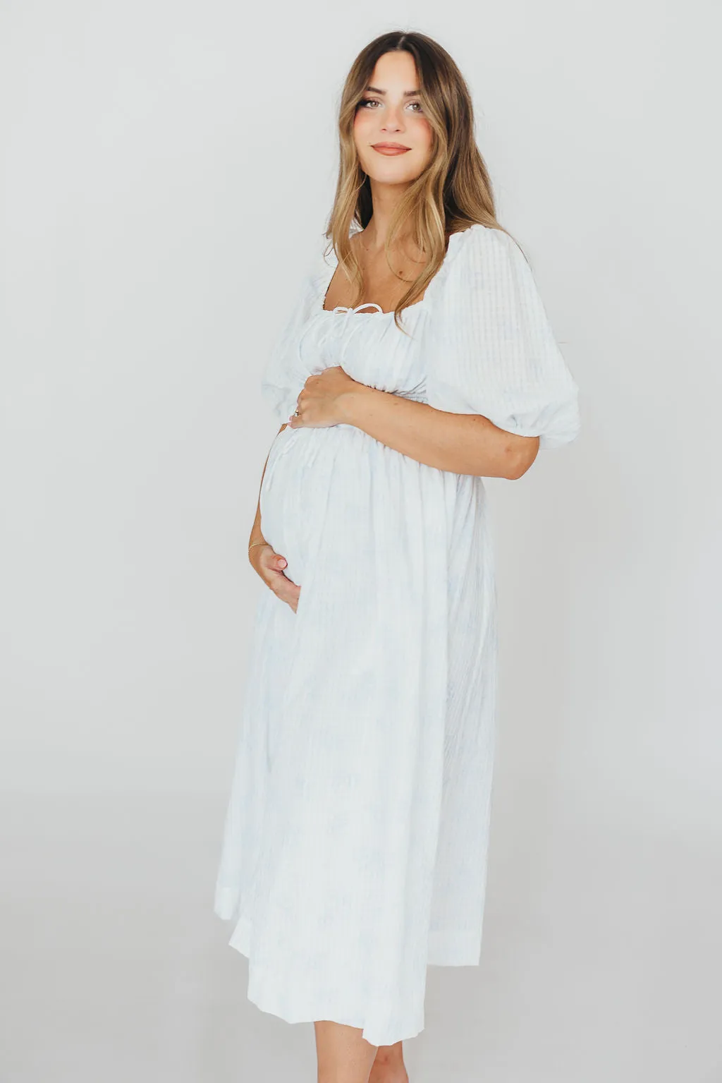 Edda Coastal Midi Dress in Light Blue - Bump Friendly & Inclusive Sizing (S-3XL)