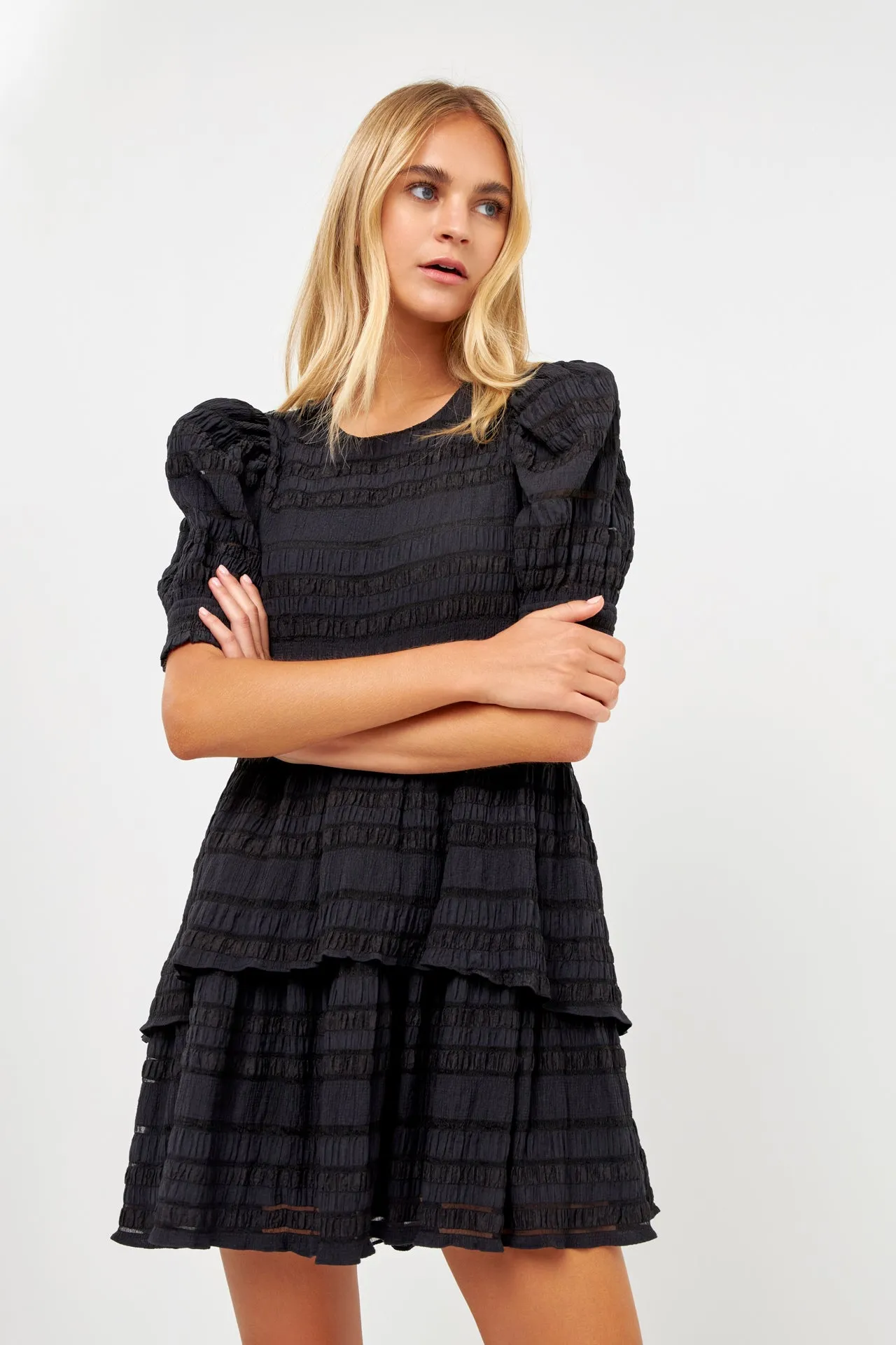 English Factory - Pleated Fabric High-Low Dress