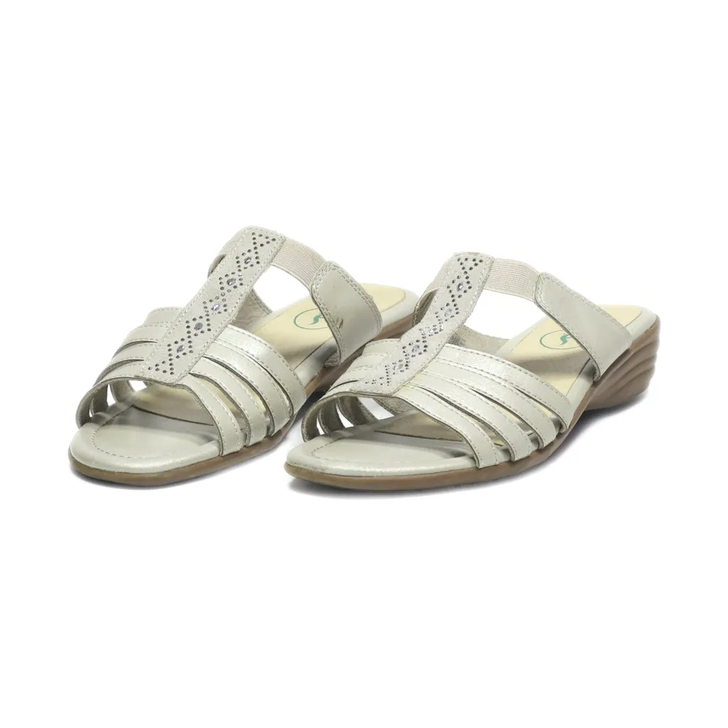 Footflexx Wedge Sandals Leather Grey Colour For Women