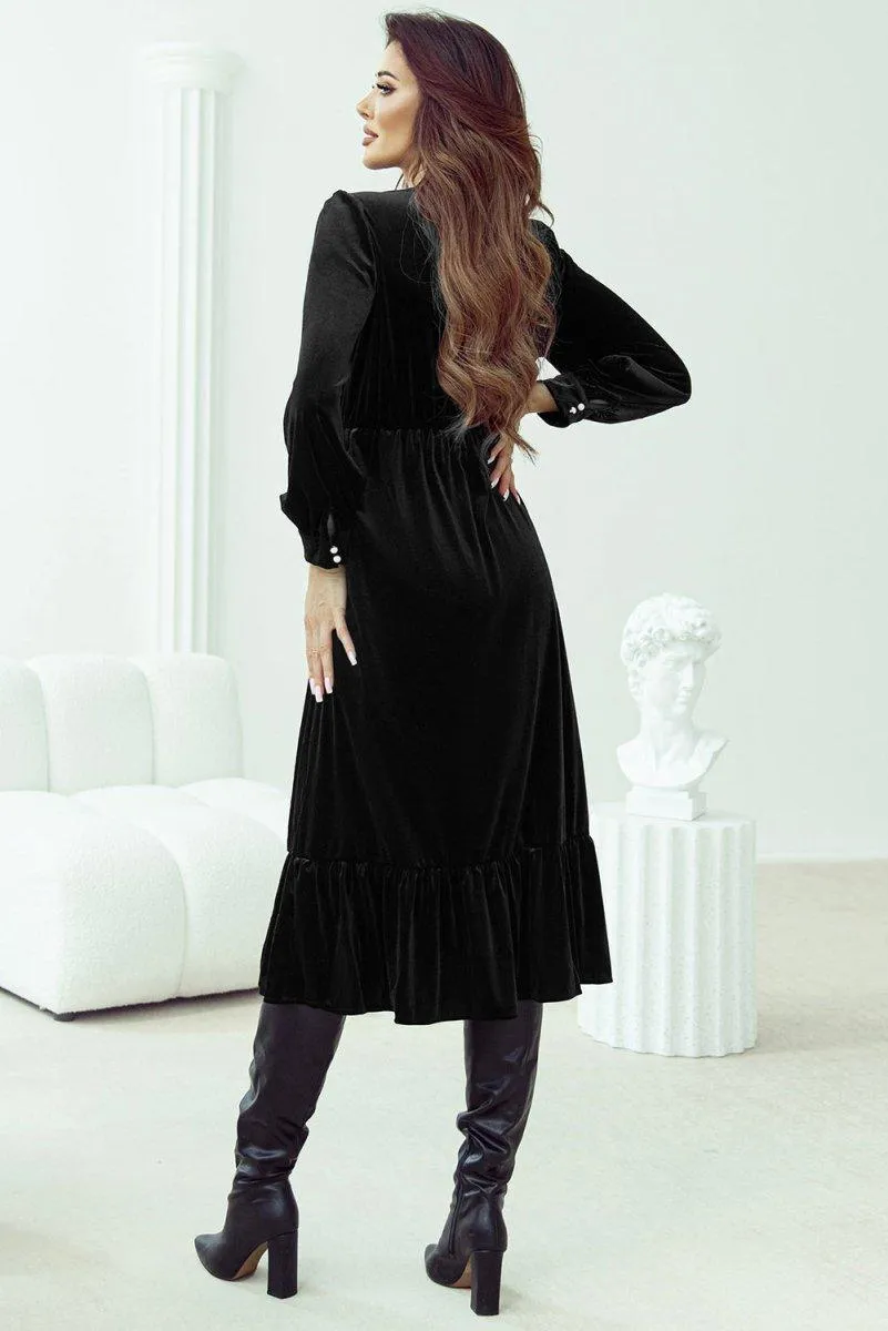 Holiday Velvet Split Midi Dress