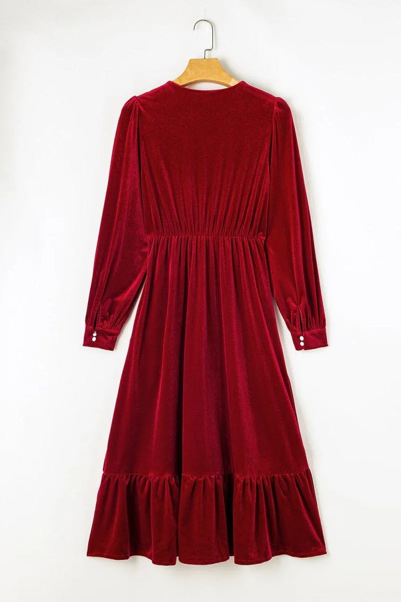 Holiday Velvet Split Midi Dress