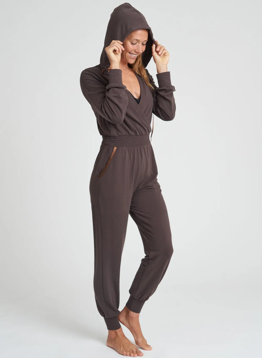 Hooded Surplice Jumpsuit