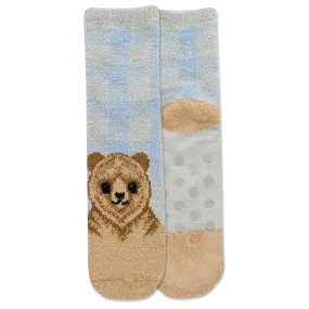 HOTSOX Women's Bear Cozy Non-Skid Short Crew Socks