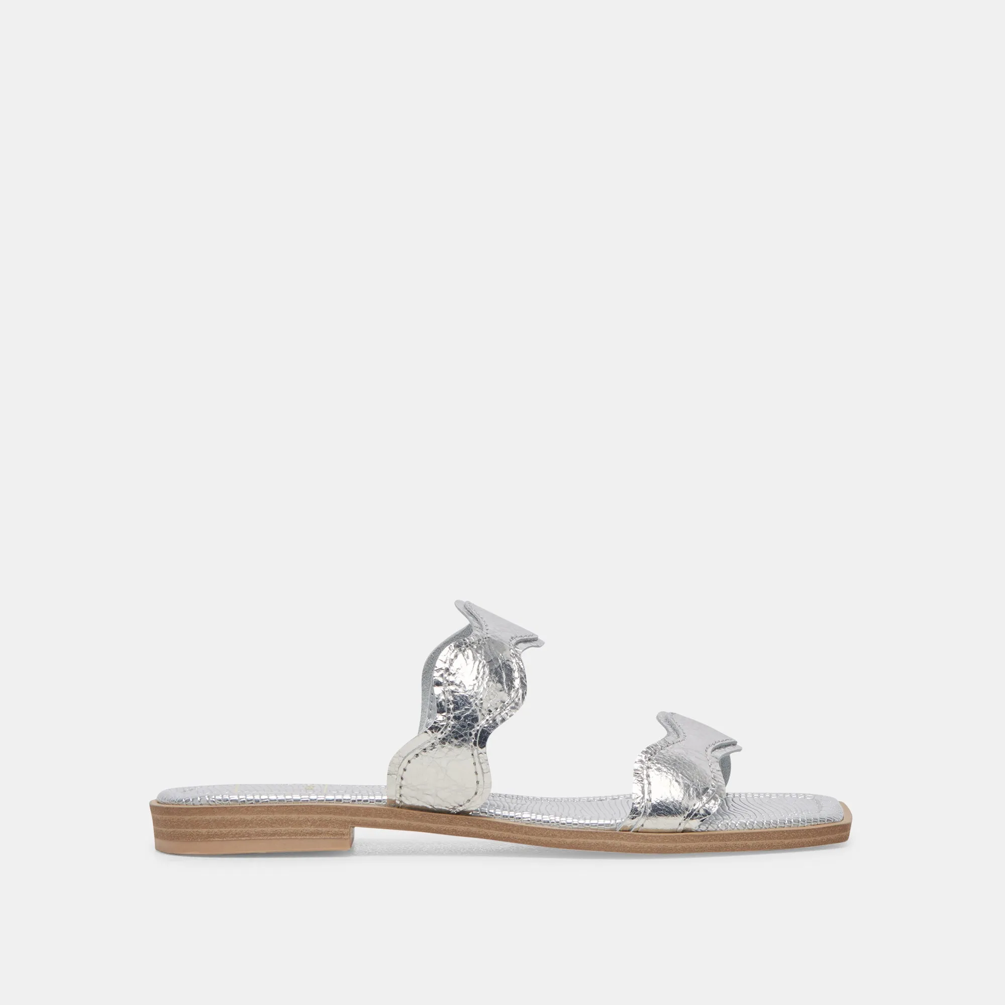 ILVA SANDALS SILVER DISTRESSED LEATHER