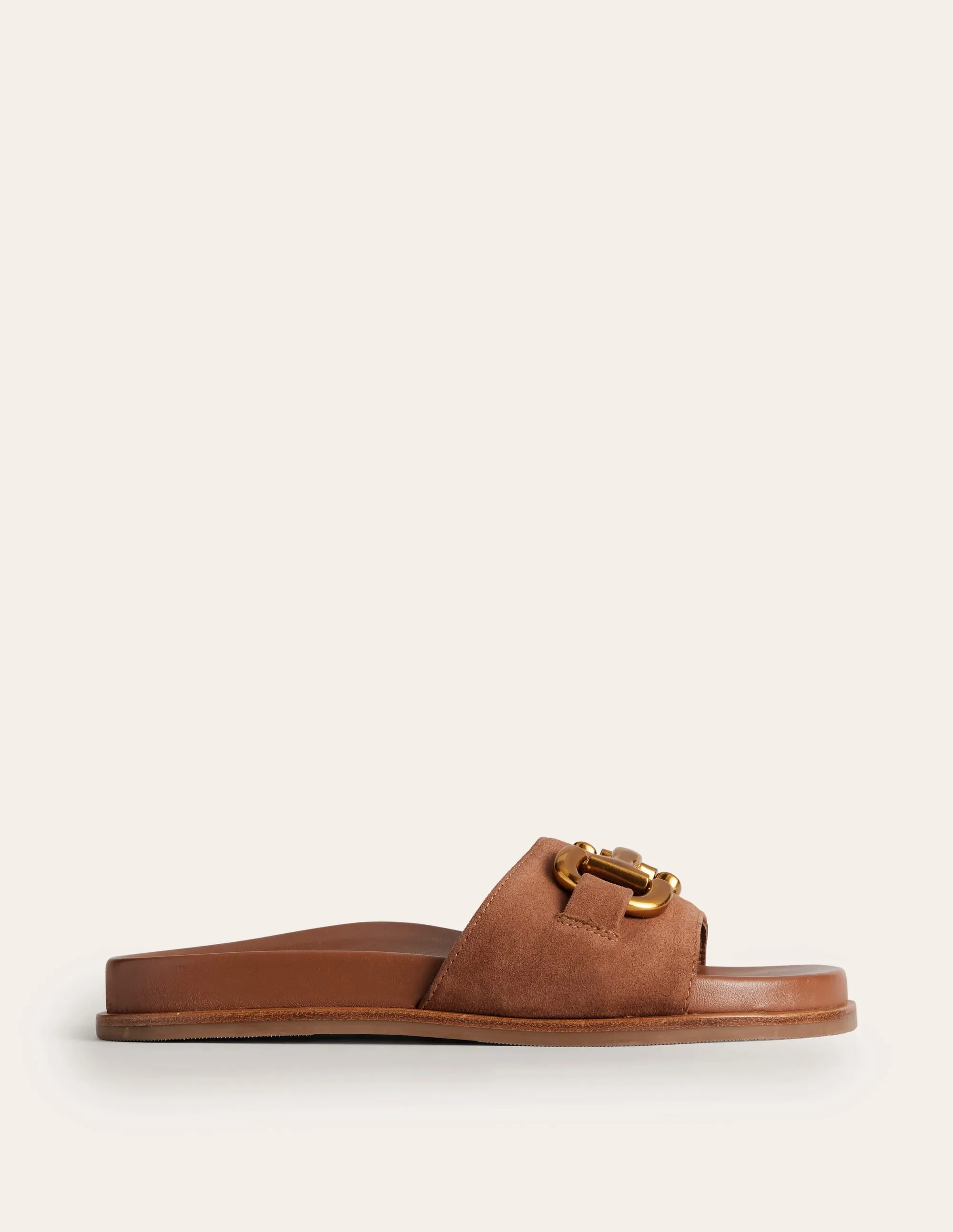 Iris Snaffle Slider Sandals-Tan Suede/ Leather