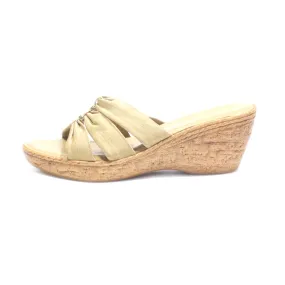 Italian Shoemakers Wedge Sandals Fabric Gold Colour For Women