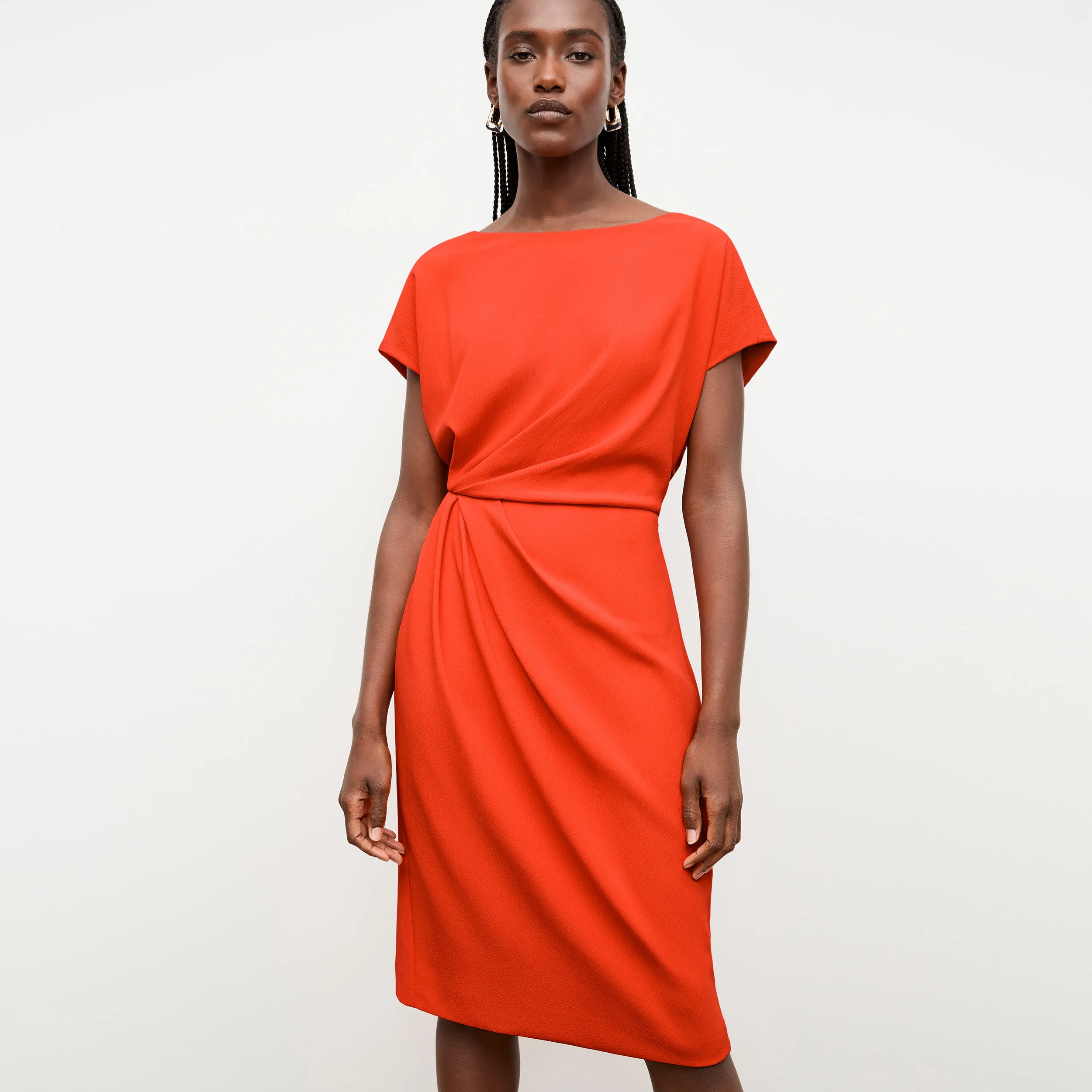 Jillian Dress - Eco Heavy Soft Wave :: Bright Coral