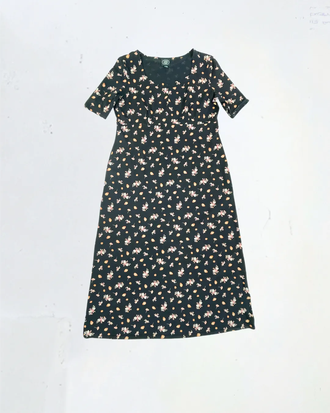 Laura Ashley Black Floral Maxi Short Sleeve Dress in Size XL