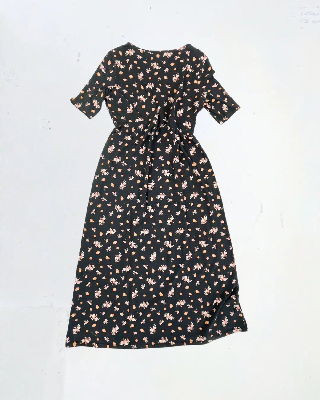 Laura Ashley Black Floral Maxi Short Sleeve Dress in Size XL