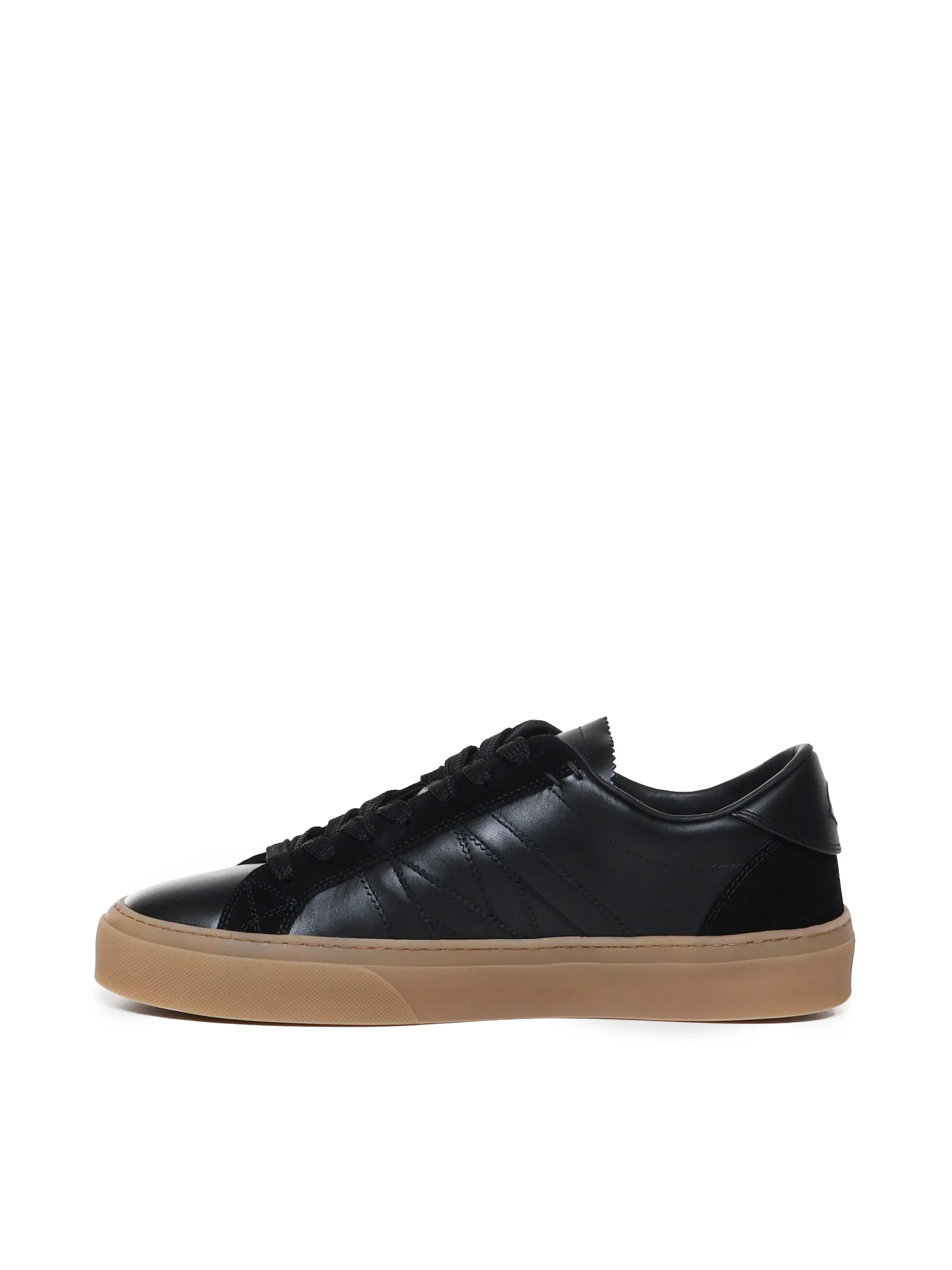 Leather Lace-Up Sneakers Black Biscuit