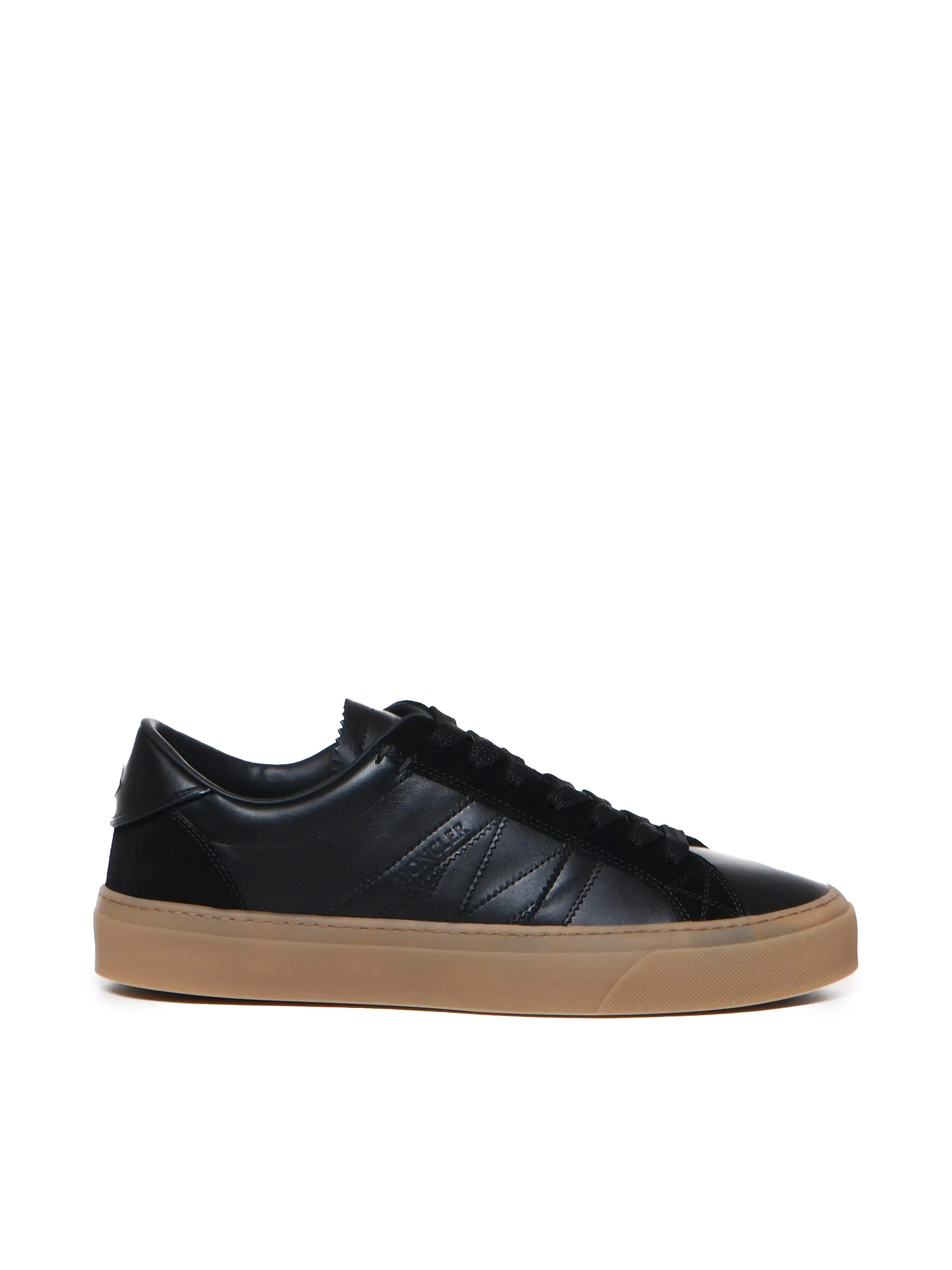 Leather Lace-Up Sneakers Black Biscuit