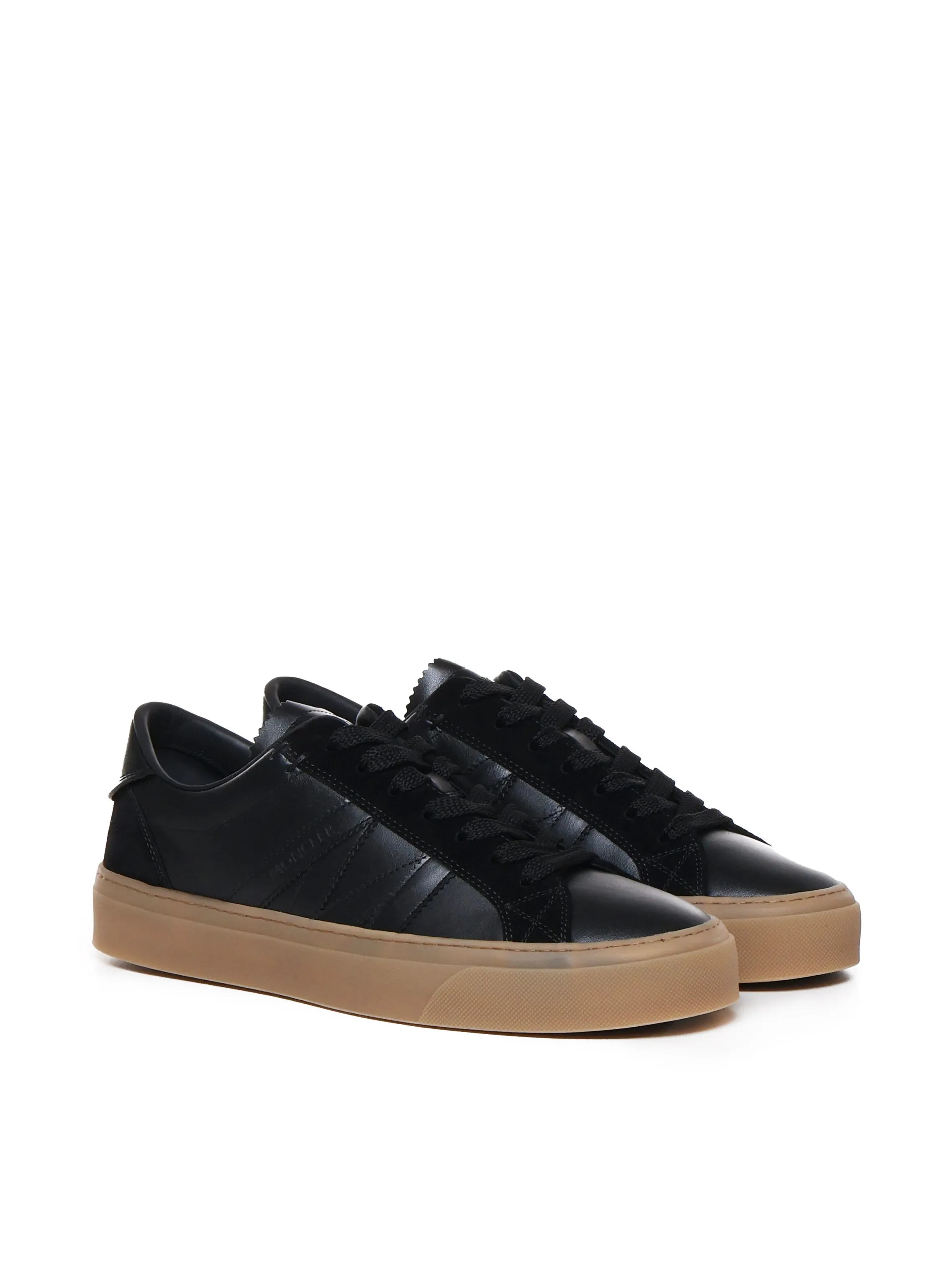 Leather Lace-Up Sneakers Black Biscuit