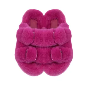 Luxe Mink Slide Sandals - Fuchsia