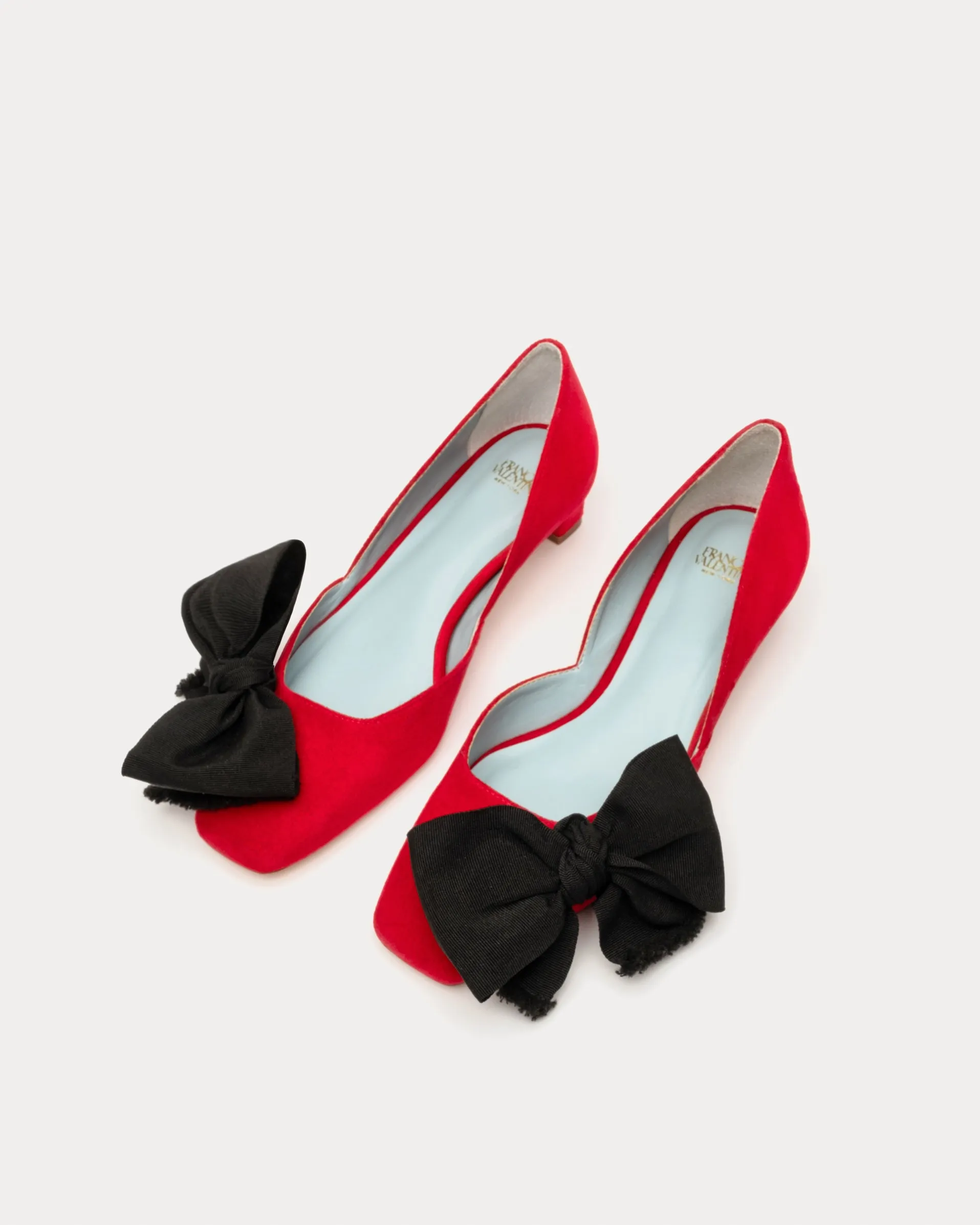 McCall Grace Velvet Bow Mini Block Heel Red