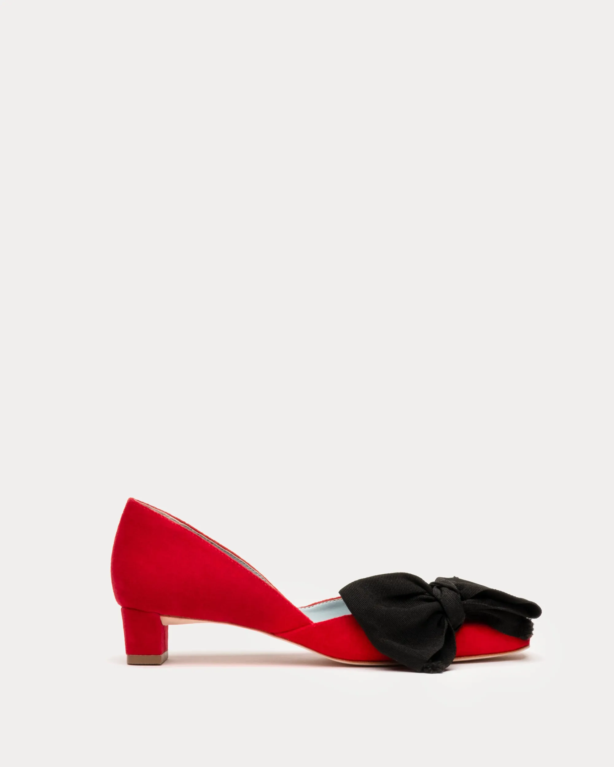 McCall Grace Velvet Bow Mini Block Heel Red