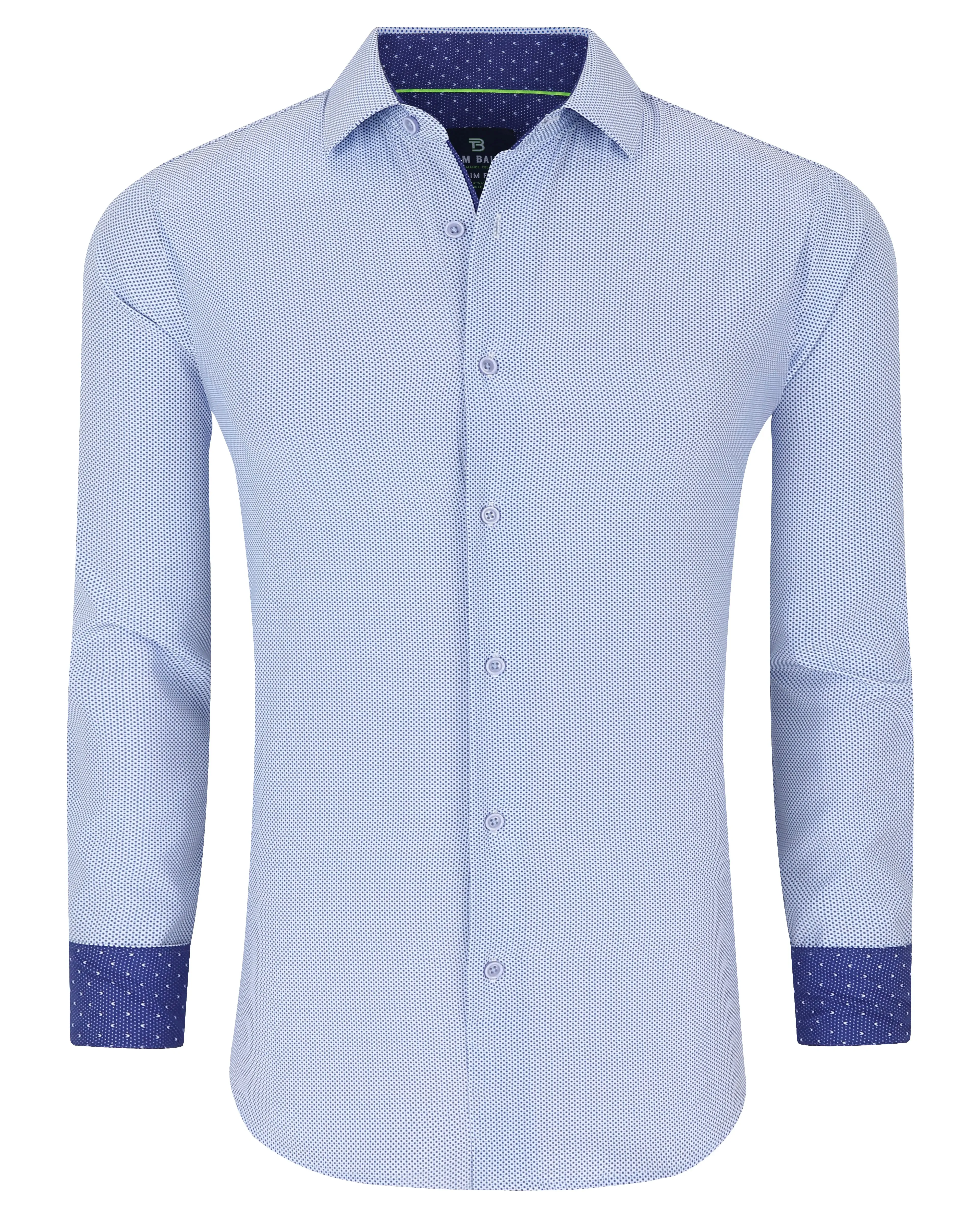 Men's Geometric Slim Fit Performance Long Sleeve Shirt Blue Dots