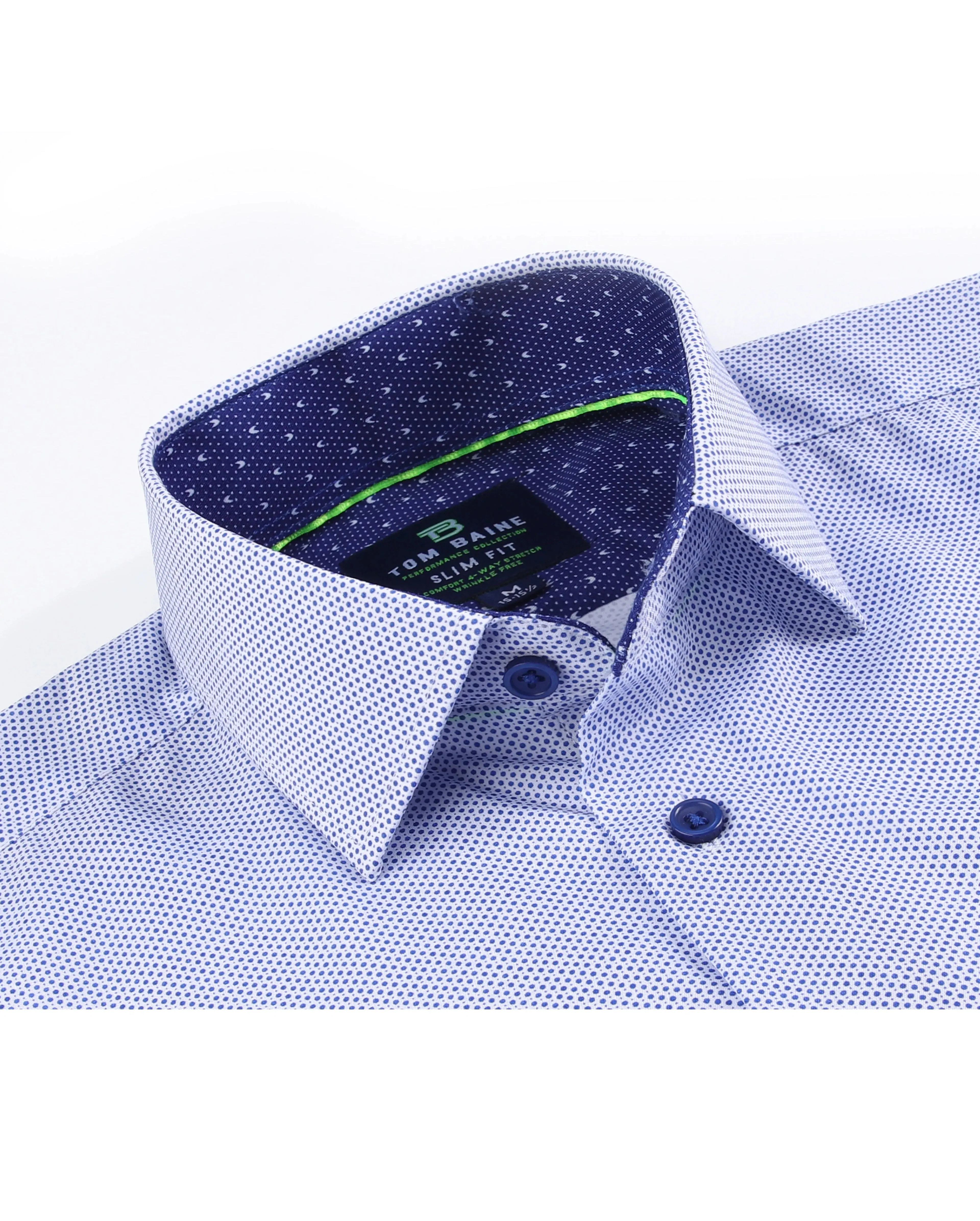 Men's Geometric Slim Fit Performance Long Sleeve Shirt Blue Dots