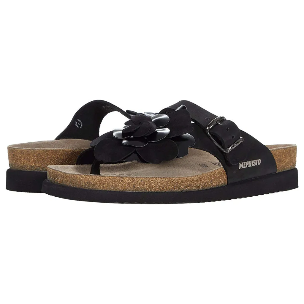 Mephisto Womens Sandals Helen Flower Buckle Strap Toe-Post Open Back Nubuck - UK 5.5