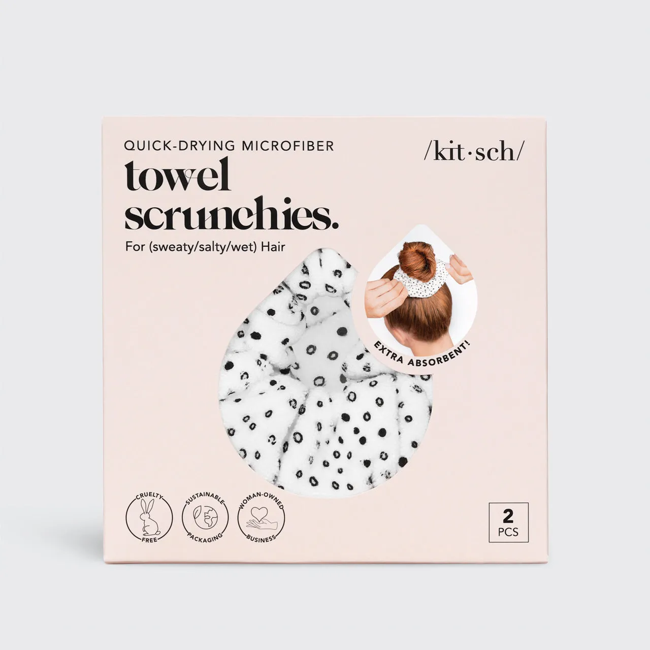 Microfiber Quick-Dry Towel Scrunchies 2pc - Micro Dot