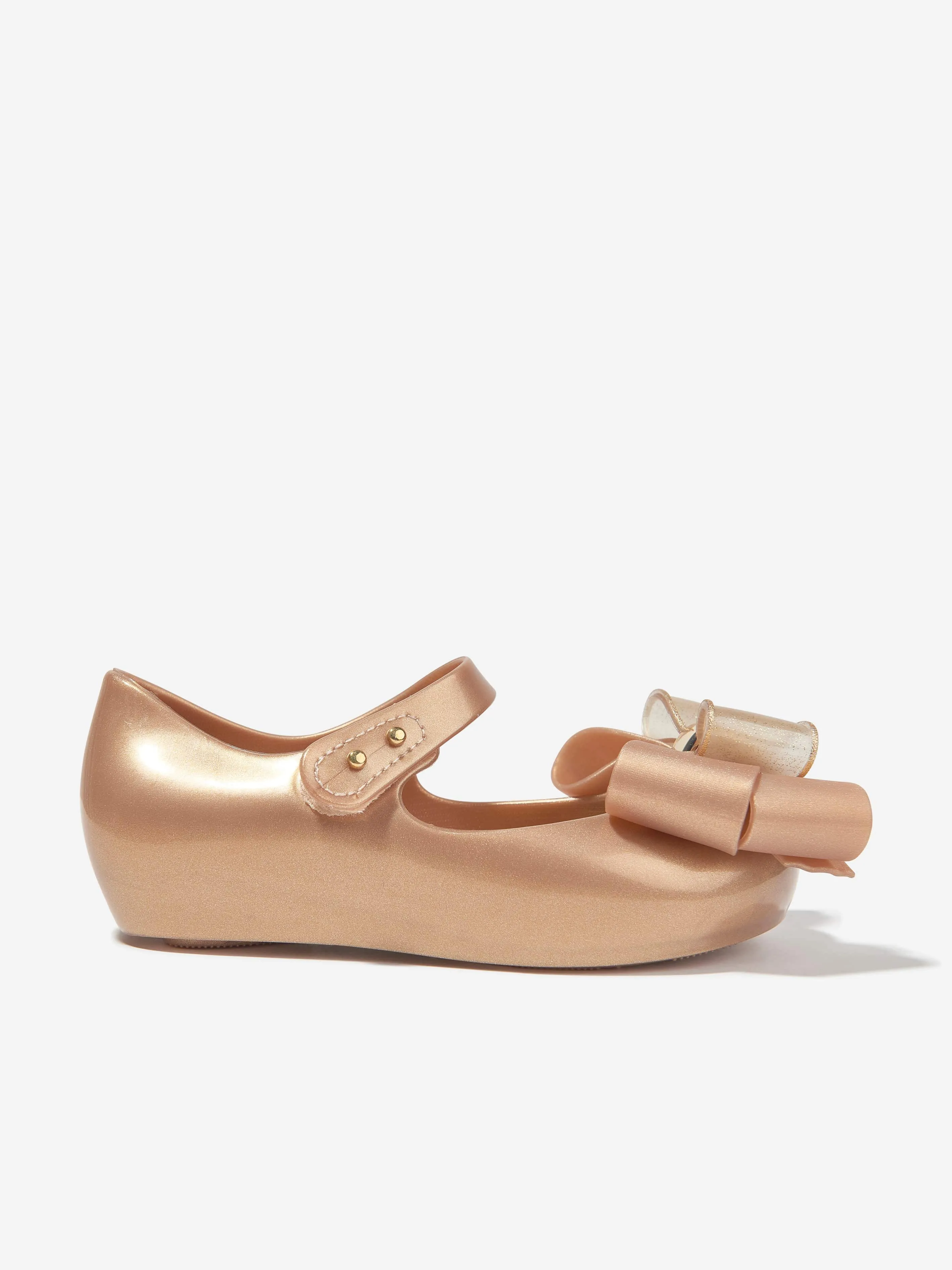 Mini Melissa Girls Mini Ultragirl Fab Bow Ballerinas in Gold