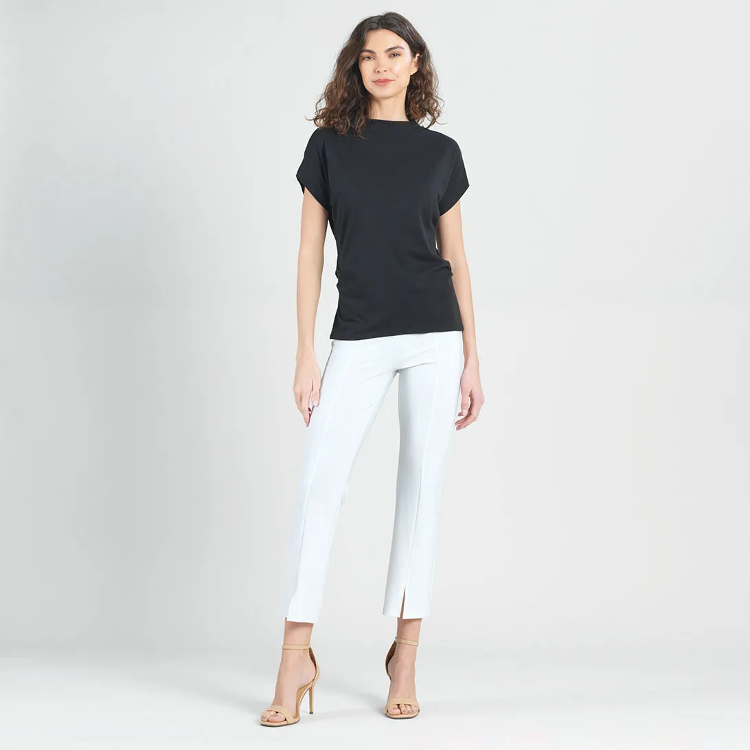 Modal Cotton - Funnel Neck Side Cinched Top - Black - Final Sale!