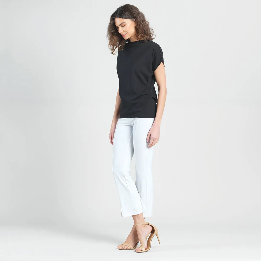 Modal Cotton - Funnel Neck Side Cinched Top - Black - Final Sale!