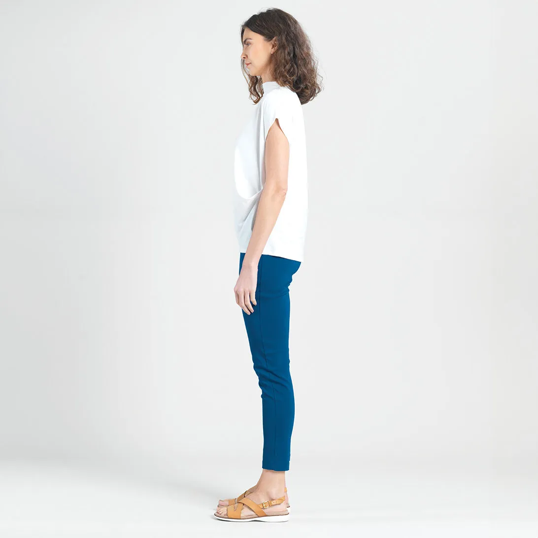 Modal Cotton - Funnel Neck Side Cinched Top - White - Final Sale!